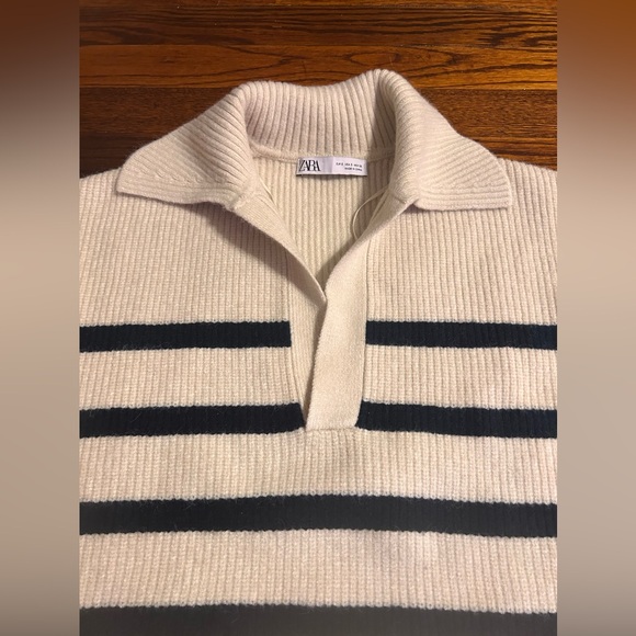 Zara cream and black striped sweater - Picture 3 of 8